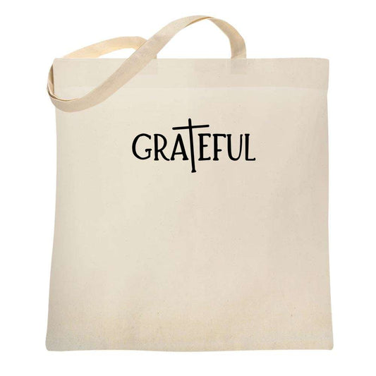 Grateful Cross Thankful Blessed Christian Tote Bag 5287